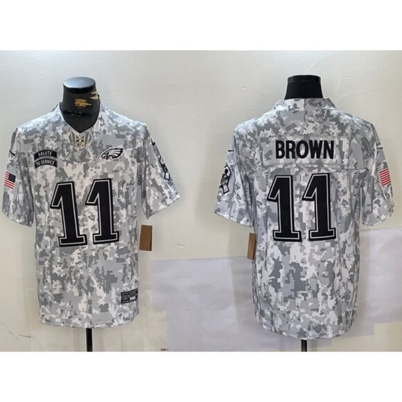 Mens Youths Kids Womens 11 A.J. Brown Salute to Service Stitched Jersey